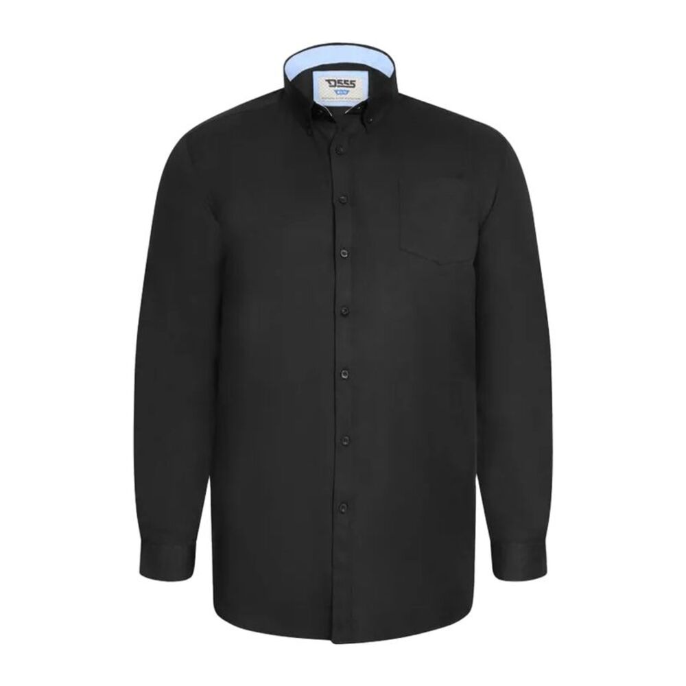 Duke Mens D555 Richard Oxford Kingsize Tall Long-Sleeved Shirt / Black